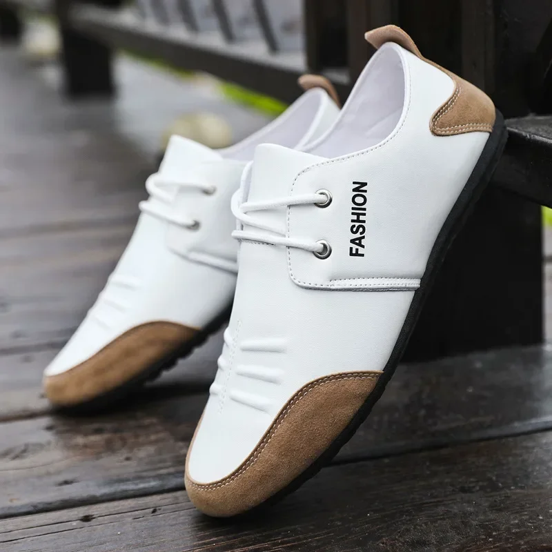 Men'S Shoes Green And White - Sapatos de couro para lazer masculino,