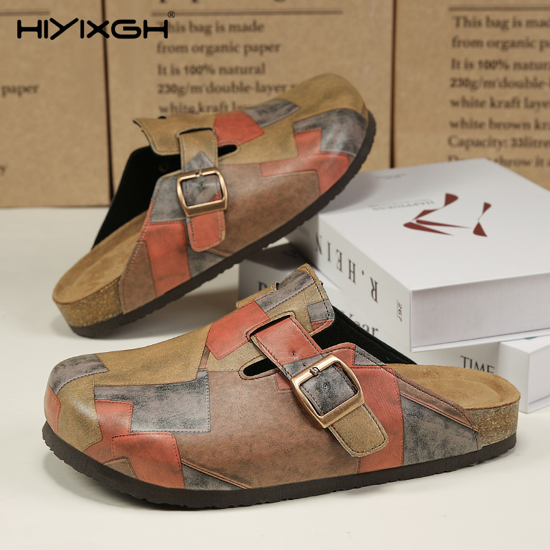 Men'S Shoes Birkenstock - Chinelos de couro de cortiça confortáveis