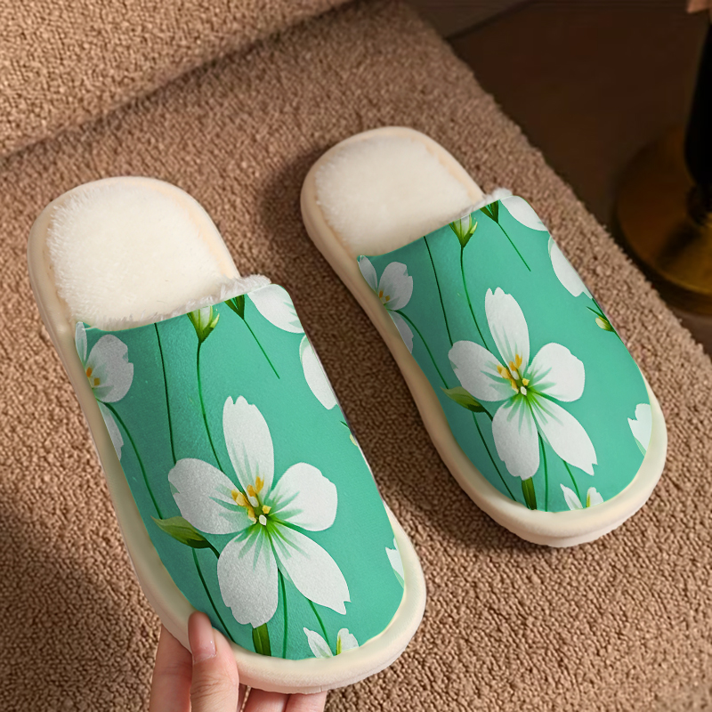 Men'S Shoes Green And White - Chinelos de Pelúcia Luxuosos Brancos e