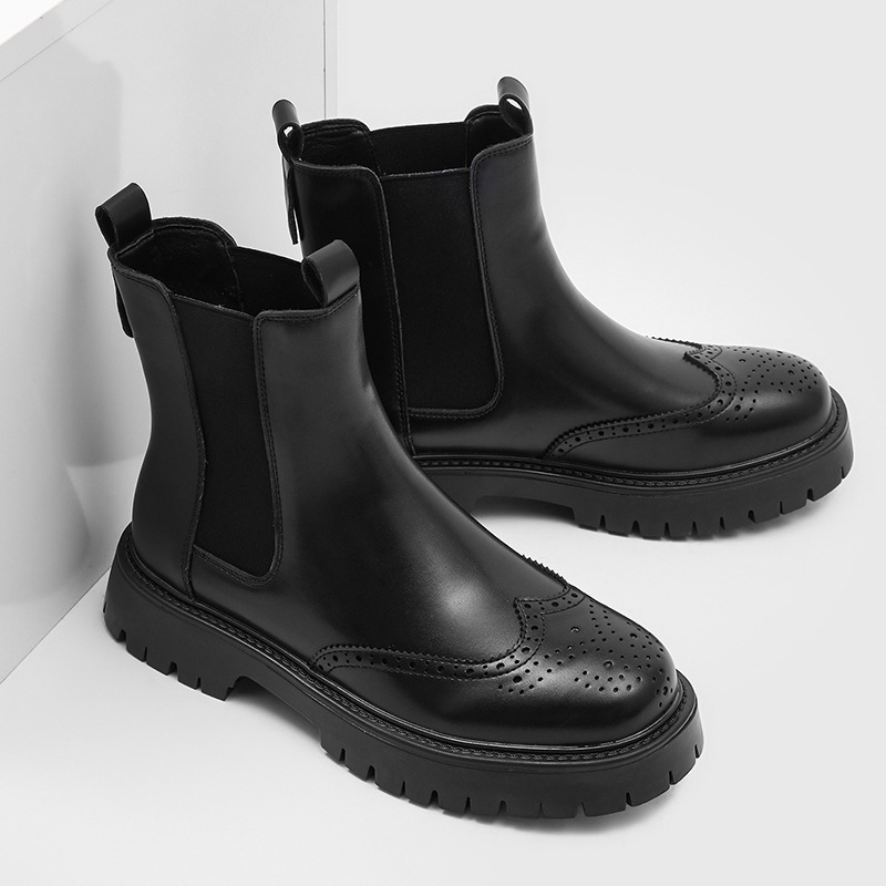 Men'S Shoes Brogues - Moda masculina botas de couro genuíno