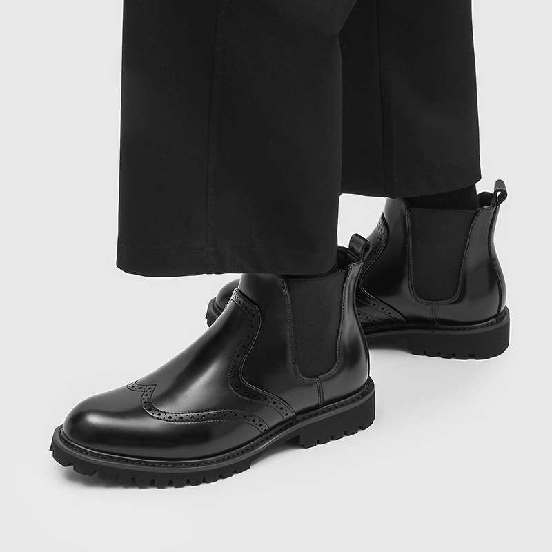 Men'S Shoes Brogues - Botas Chelsea Masculinas de Couro Natural