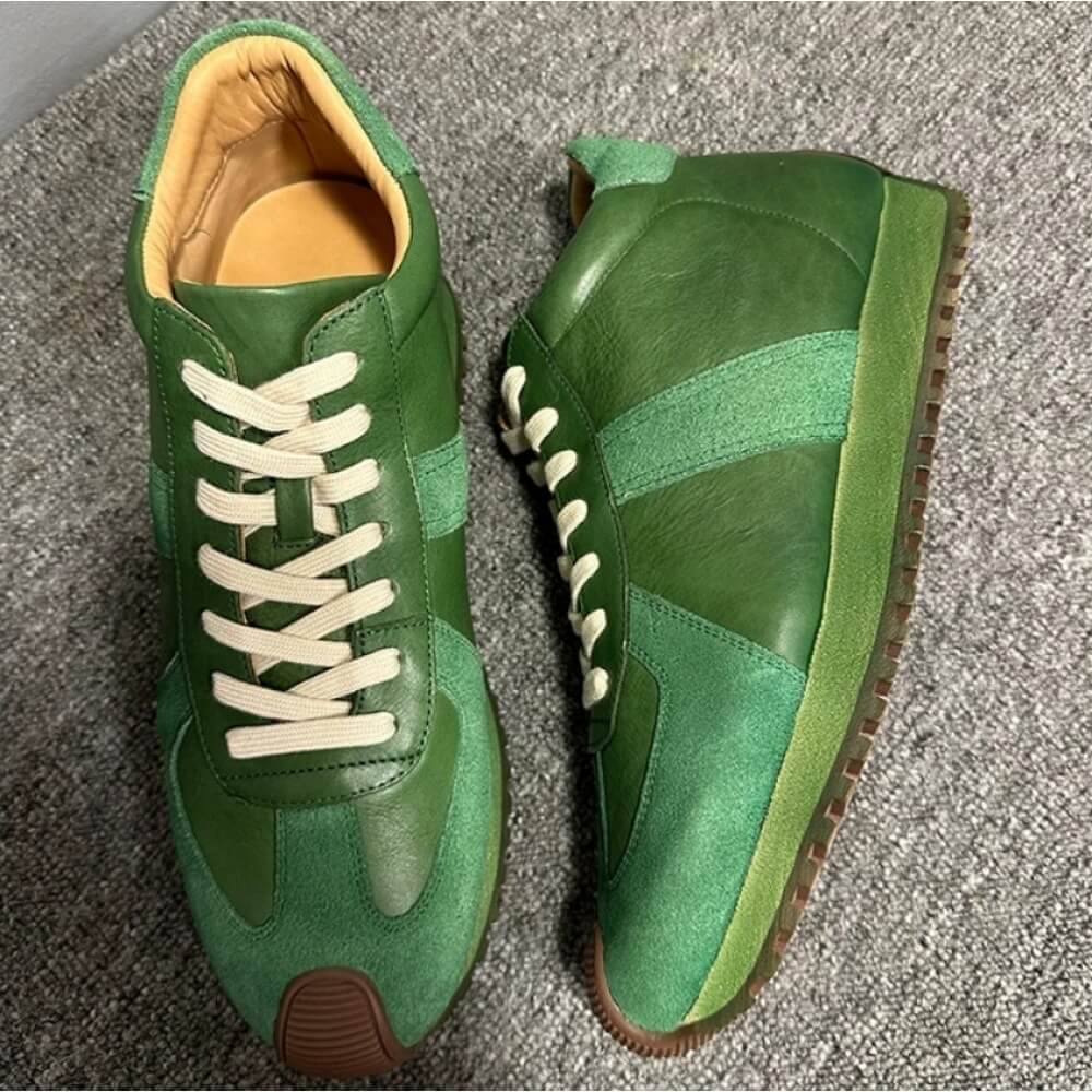 Tênis retrô verde em couro e c - Men'S Shoes Green And White avaliação e preço