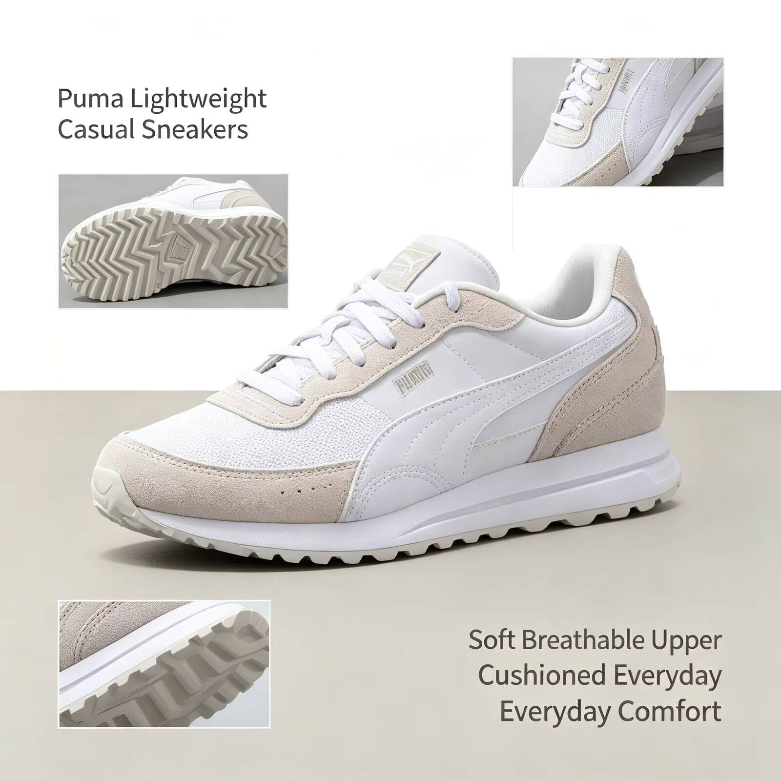 Novos Tênis Leves Puma Brancos - Men'S Shoes Puma Sneakers avaliação e preço